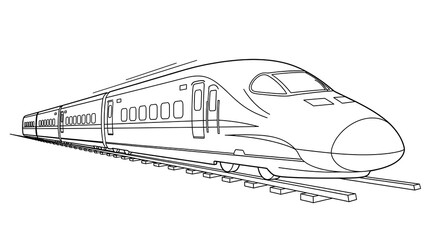 High speed train coloring page vector illustration for kids and adults transportation on transparent background