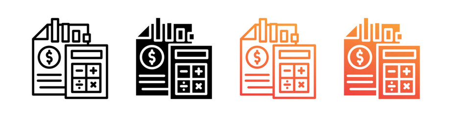 Budget Deficit Multi Style Icon Set Vector 