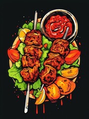 the AI Image Generator, Delicious Glazed Chicken Drumsticks with Sauce