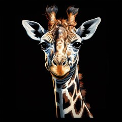 an AI Image Generator, Close-Up Portrait of a Smiling Giraffe on