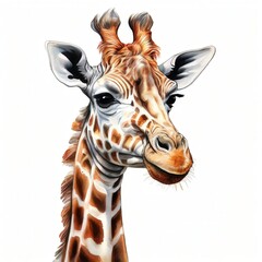 an AI Image Generator, Close-Up Portrait of a Smiling Giraffe on