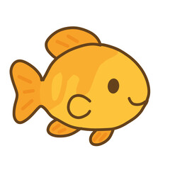 Cute Yellow Fish Character Illustration, 귀여운 노란 물고기 캐릭터 일러스트