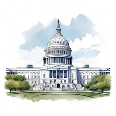 an AI Image Generator, Watercolor Illustration of the United States