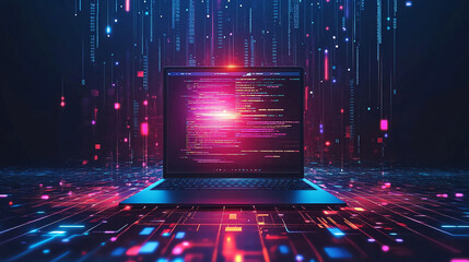 Laptop coding programming software development data science ai machine learning technology background design