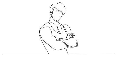 one continuous line of big muscular man folding arms.one line drawing of sportsman.vector illustration of healthy man line art