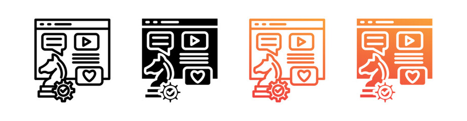 Content Strategy Multi Style Icon Set Vector 
