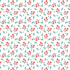 Seamless floral pattern with small abstract flower heads on white background. Simple flower vector background.