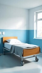 Generative AI image showcasing a minimalist hospital room interior