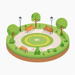 遊具と自然が揃う公園全体の風景