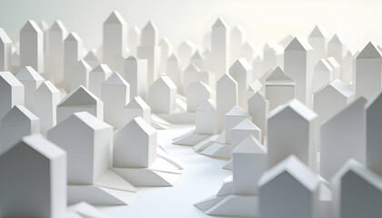 Paper Cityscape Creating Architectural Model of Urban Planning