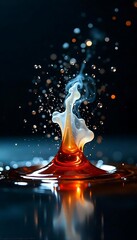 Generative AI Splashing liquid motion with smoke effect and water bubbles