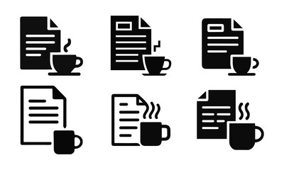 Document and Coffee Cup Icon Set vector illustration.