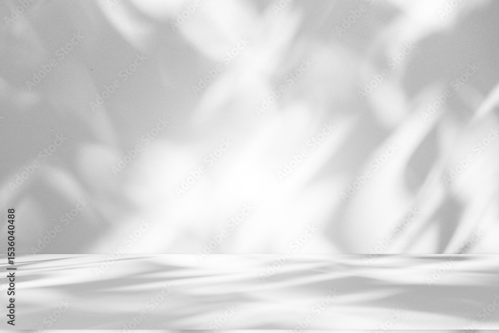 Poster Wall interior background, studio and backdrops show products.with shadow from window color white and grey. background for text insertion and presentation product	
