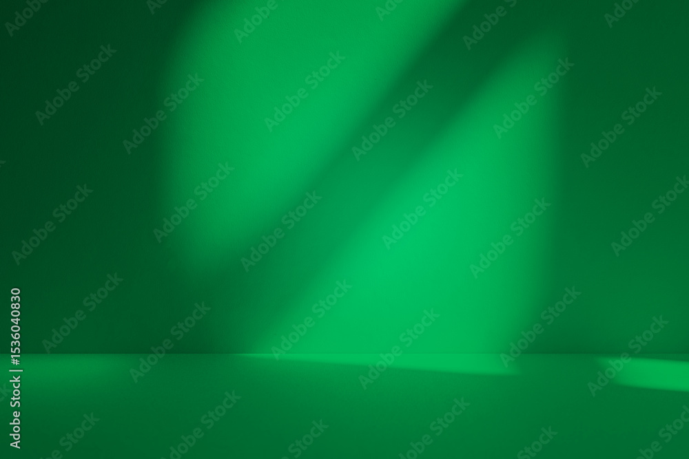 Aufkleber Wall interior background, studio and backdrops show products. with leaf shadow from window color green and white. background for text insertion and presentation of product	
