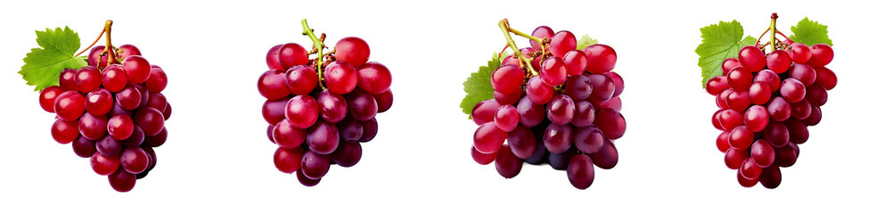 Fototapeta premium Red Grapes: Fresh, Juicy Fruit Clusters on White