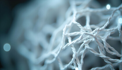 Abstract White String Netting Macro Texture with Soft Lighting