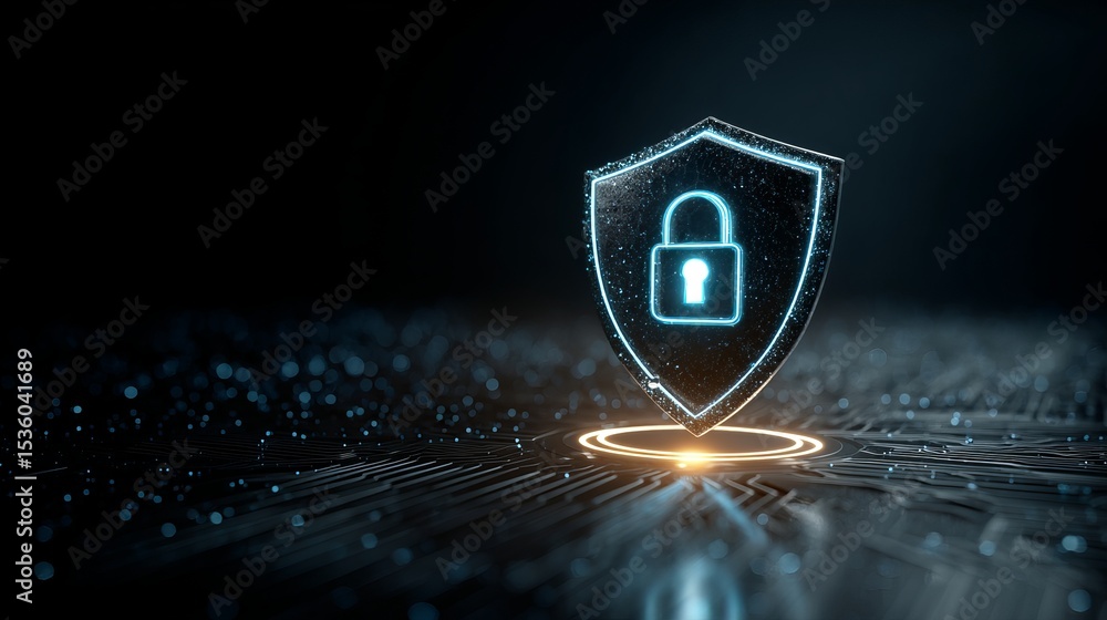 Aufkleber cybersecurity digital shield protection concept futuristic technology data security network privacy 