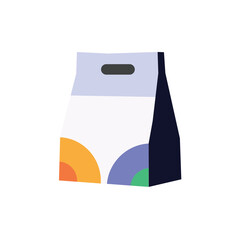 Modern vector icon of takeaway food in recyclable paper bag. Healthy grocery concept with organic vegetables. Perfect for eco shopping, delivery, catering, and mobile app designs.