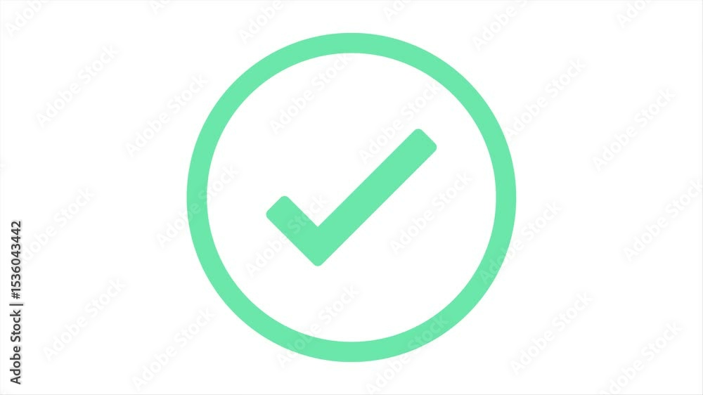 Poster animation of the green circle check mark icon. smooth and simple animation of check marks on white b
