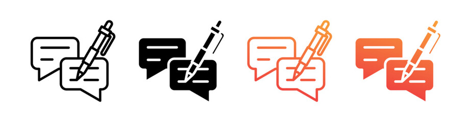 Write Comment Multi Style Icon Set Vector 