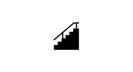 Minimalist Staircase SVG Icon Vector Design Black and White Flat Style