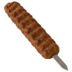 Grilled Minced Meat Kebab on a Skewered Stick with Textured Surface