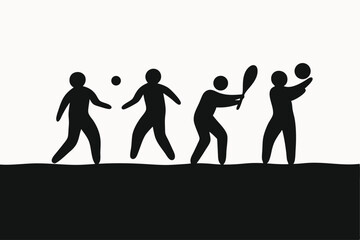 Active People Playing Various Sports A Simple Silhouette Illustration