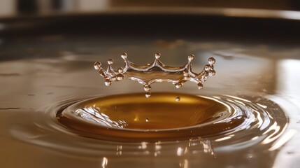 Golden Water Drop Crown: A Stunning Macro Photography