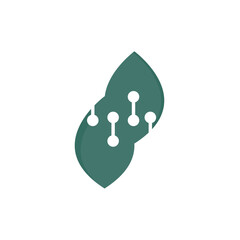 leaf techno logo design illustration