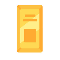 Shiny Gold Bar Icon on White Background Representing Wealth, Investment, and Financial Security in a Minimalist Style