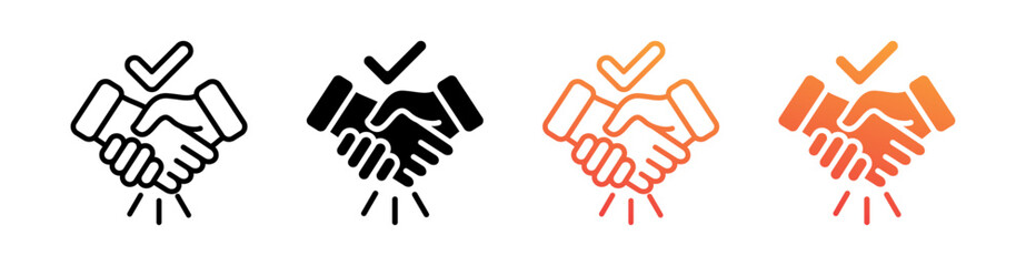 Handshake Multi Style Icon Set Vector 
