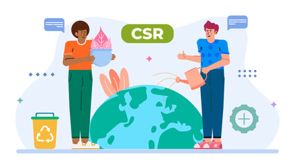 Concept of corporate social responsibility. Suitable for business presentations, websites, articles, and social media posts on CSR practices.