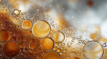 A clear liquid bubble under the microscope, light beige and light amber, on a white background 8k