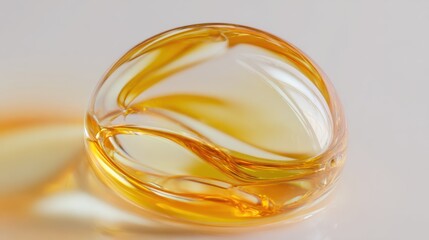 A clear liquid bubble under the microscope, light beige and light amber, on a white background 8k