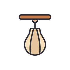 Hanging Punching Bag Illustration With Wooden Mount And Transparent Backdrop