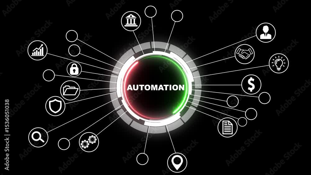 Poster business, technology, internet and network concept. automation software technology process system on