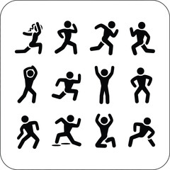 Dynamic Workout Stick Figures – High-Quality Exercise Icons. 