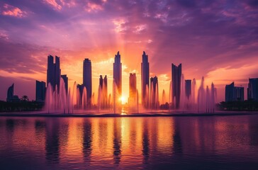 Skyscrapers of Abu Dhabi silhouetted