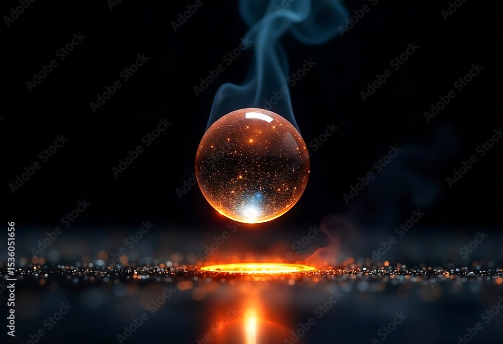 Poster generative ai created ethereal orb of light rising from molten pool