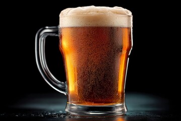 Refreshing Beer in Glass Mug  Cold  Golden  Bubbly Drink