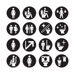 set toilet sign symbol icon  bathroom outline sig Restrooms for men and women, vecto