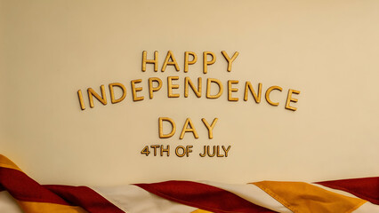 Celebrating Happy Independence Day with festive wooden letters and golden hues