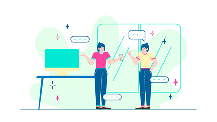 Two women in an office setting using technology near a computer. Suitable for business, workplace, technology, teamwork, and collaboration concepts.