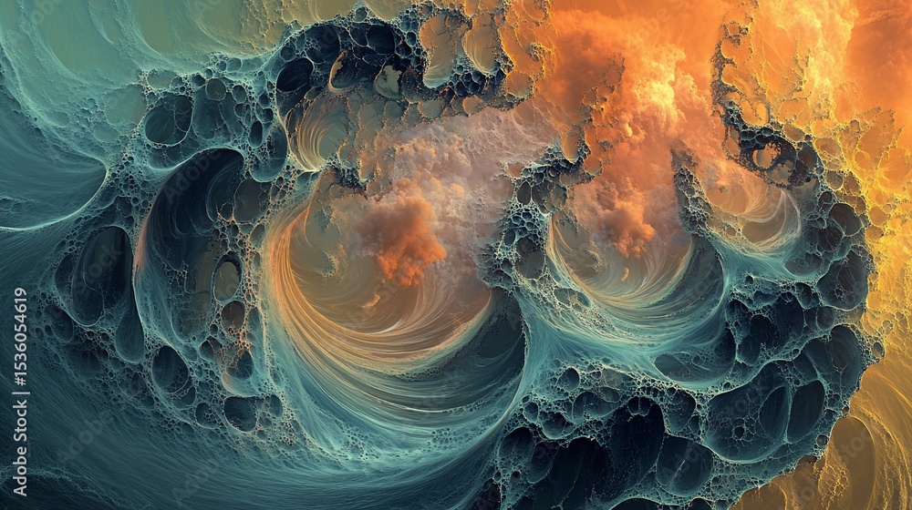 Poster abstract fractal art with swirling patterns and vibrant color gradient