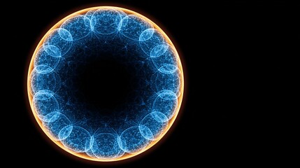 Circular abstract design with intricate details.