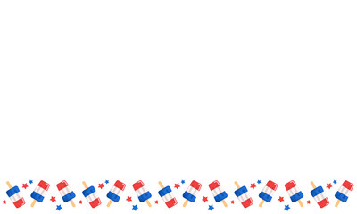 Obraz premium Popsicle Frame with Stars. Red, White and Blue Summer Clipart