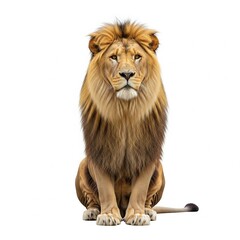 Fototapeta premium Male Lion Sitting – Isolated on White Background