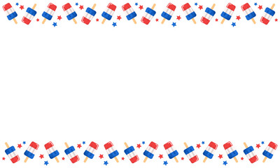 Popsicle Frame with Stars. Red, White and Blue Summer Clipart