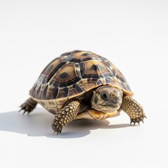 Fototapeta premium Turtle Walking – Isolated on White Background