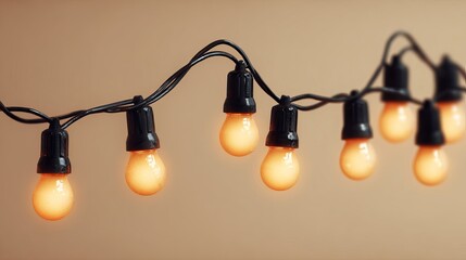 Warm Yellow String Lights Festive Holiday Decoration Party Illumination Bright Glowing Bulbs Romantic Cozy Atmosphere Vintage Style Home Decor Elegant Lighting Design Indoor       